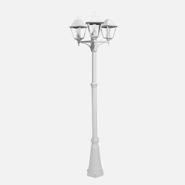 Farola Exterior Aluminio Spica 3xe27 Blanco Ip44 220x62x62 Cm  Regulable En Altura