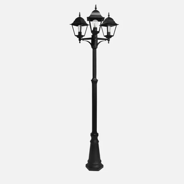 Farola Exterior Aluminio Spica 3xe27 Negro Ip44 220x62x62 Cm  Regulable En Altura