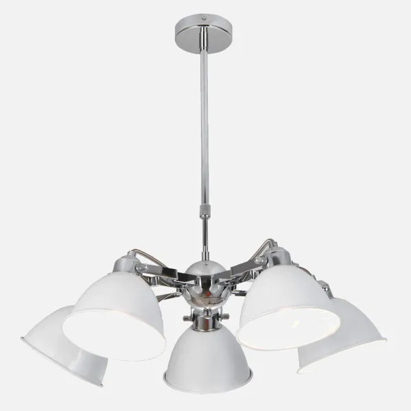 Lampara Buri 5xe27 Blanco/cromo Regx52x52 Cm