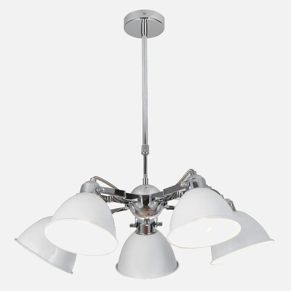 Lampara Buri 5xe27 Blanco/cromo Regx52x52 Cm