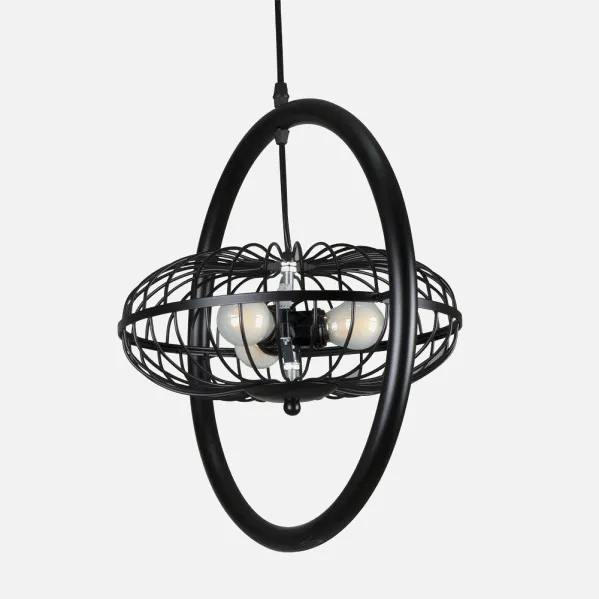 Ganga Pendant 3xe27 Preto Regx39x39 Cm
