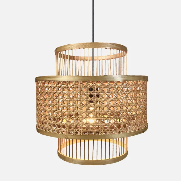 Colgante Bambu/ Rattan 1xe27 Bromelia Regx36x36 Cm