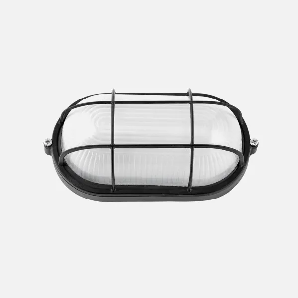 Aplique Ext. Oval Aluminio Apus Peq. 1xe27  Negro  9x21x10,5 Cm Ip44