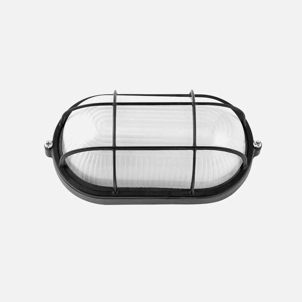 Aplique Ext. Oval Aluminio Apus Peq. 1xe27  Negro  21x10,5x9 Cm Ip44