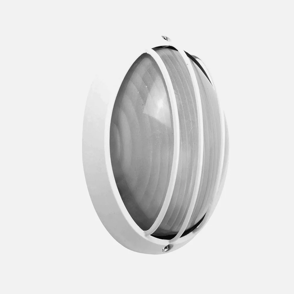 148461001 - Aplique Ext.oval Aluminio Aquila Peq.1xe27 Blanco  10,5x22x14 Cm Ip44