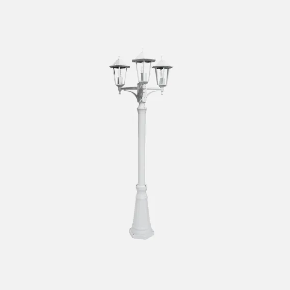 Farola Exterior Aluminio Auriga 3xe27 Blanco Ip44 220x62x62 Cm  Regulable En Altura