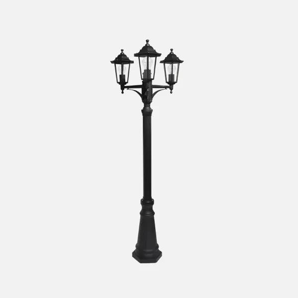 Farola Exterior Aluminio Auriga 3xe27 Negro Ip44 220x62x62 Cm  Regulable En Altura