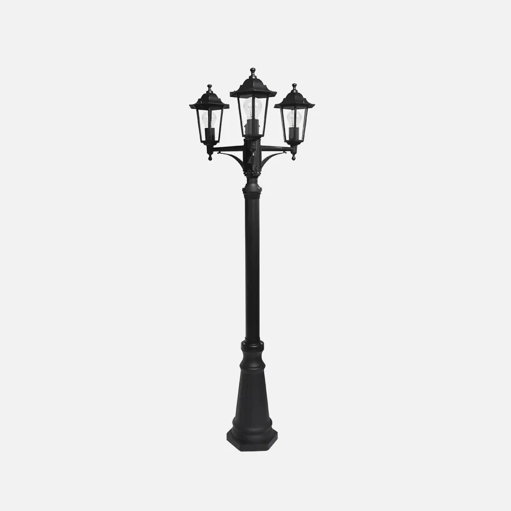 Farola Exterior Aluminio Auriga 3xe27 Negro Ip44 220x62x62 Cm