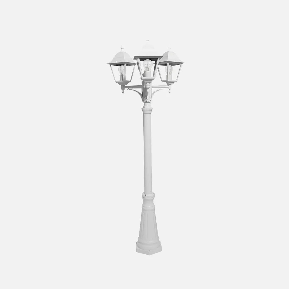 Farola Exterior Aluminio Spica 3xe27 Blanco Ip44 220x62x62 Cm