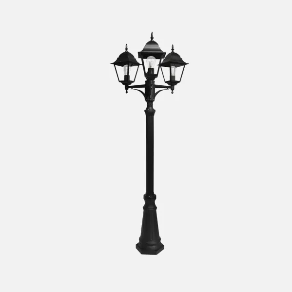 Farola Exterior Aluminio Spica 3xe27 Negro Ip44 220x62x62 Cm  Regulable En Altura