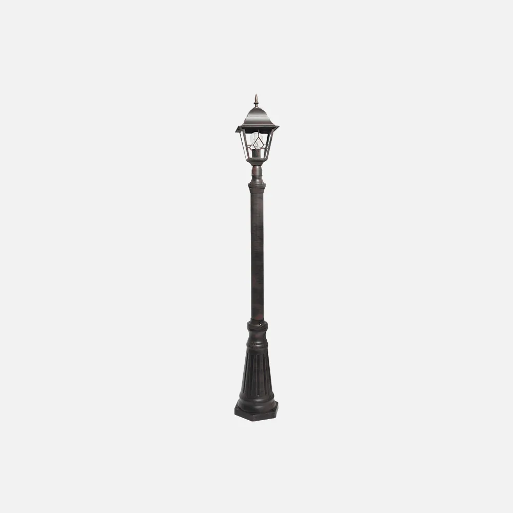 Farola Exterior Aluminio Bootes 1xe27 Marron Ip44  Regx18x18 Cm