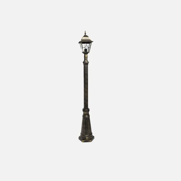 Farola Exterior Aluminio Bootes 1xe27 Neg/oro Ip44  220x18x18 Cm