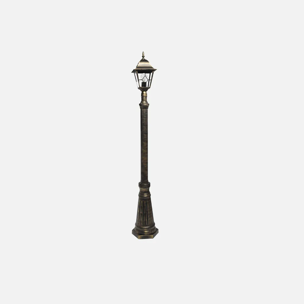 Farola Exterior Aluminio Bootes 1xe27 Neg/oro Ip44   220x18x18 Cm