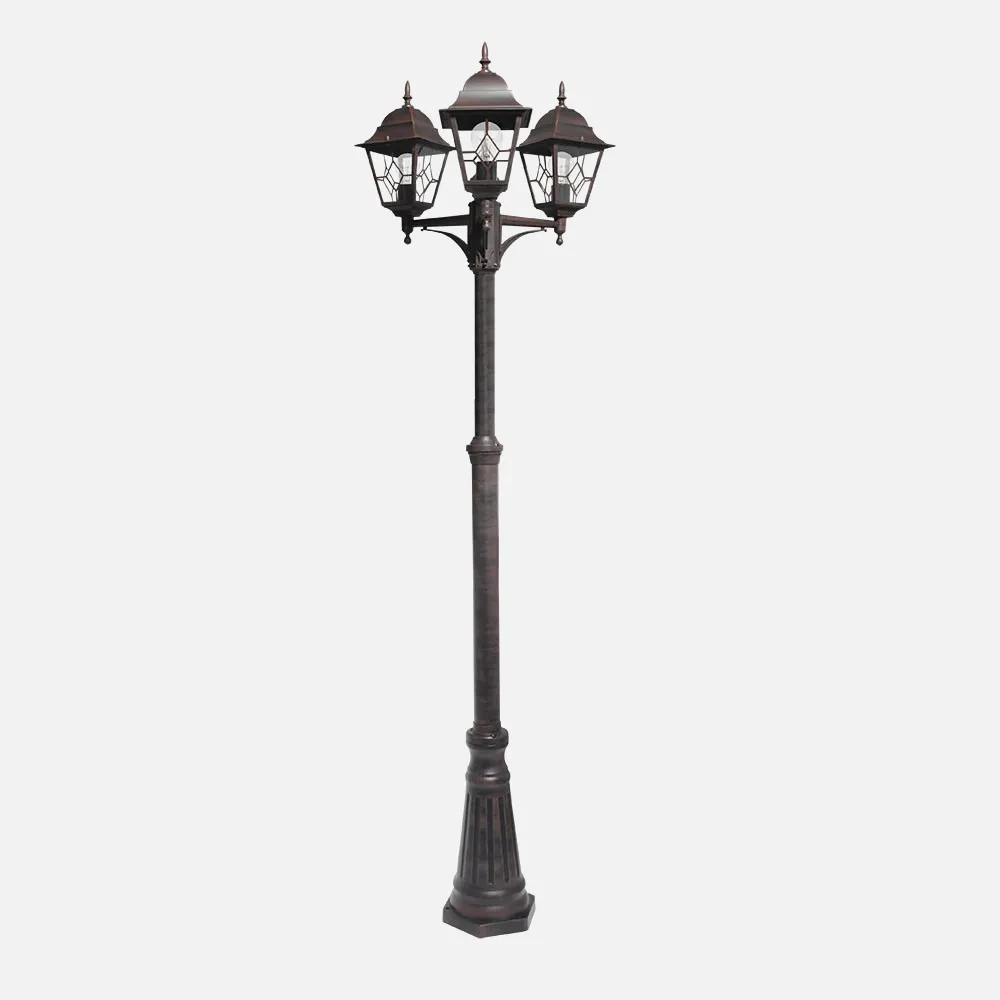 149343002 - Farola Exterior Aluminio Bootes 3xe27 Marron Ip44 228x62x62 Cm