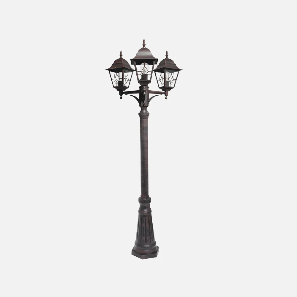 Farola Exterior Aluminio Bootes 3xe27 Marron Ip44   Regx62x62 Cm