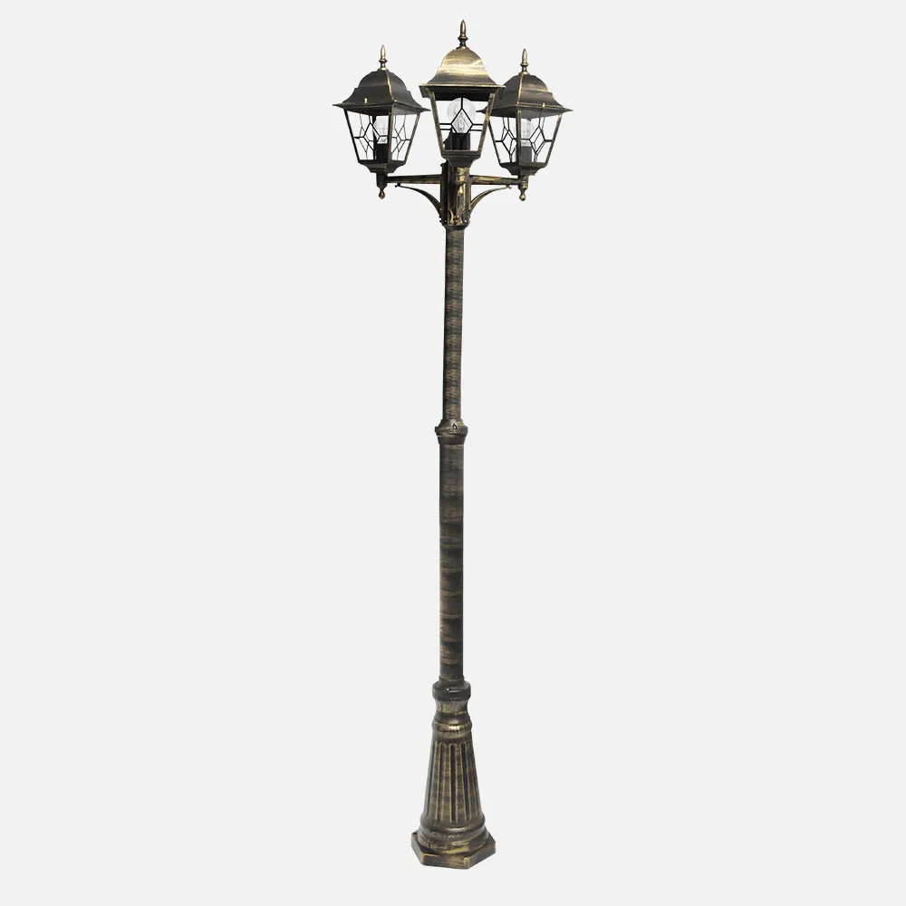 149343016 - Street lamp Outdoor Aluminium Bootes 3xe27 Neg/gold Ip44 228x62x62 Cm