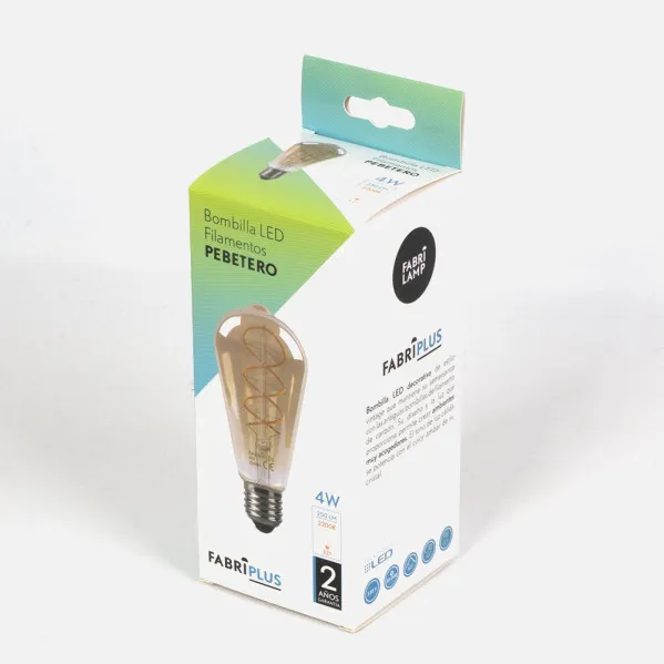 Bombilla Filamen.trenzado Pebetero 14x6,5d 4w  250lm E27 Ambar 2200k
