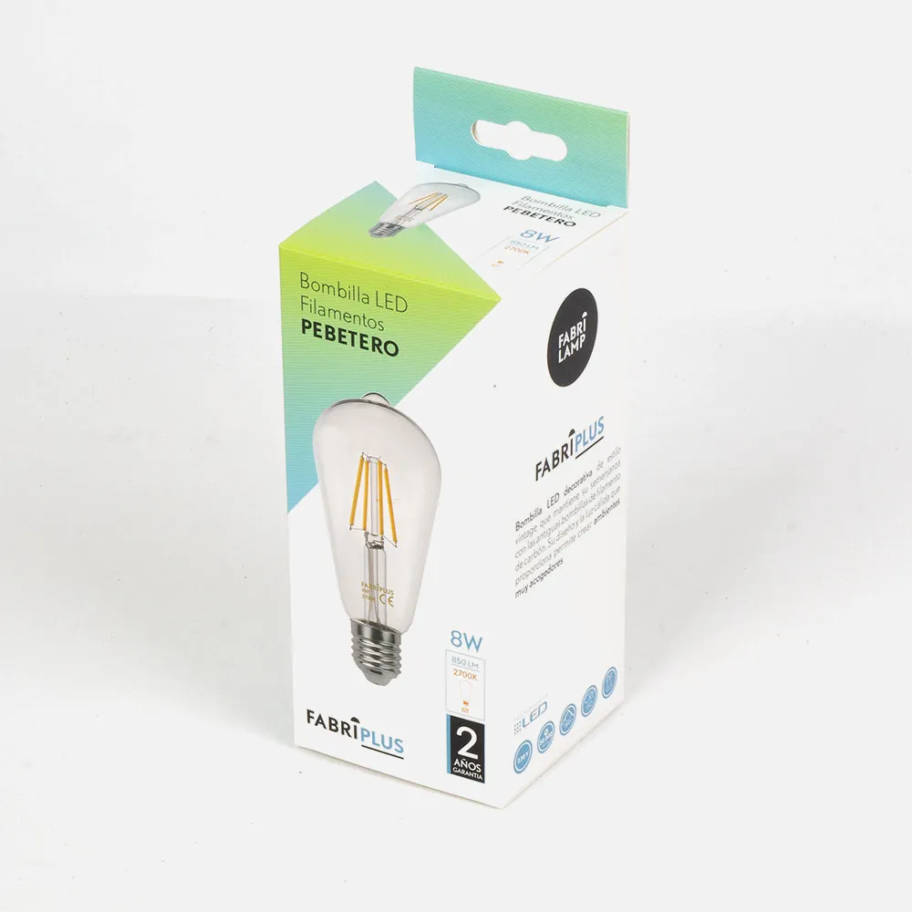 Bombilla Filamento Pebetero 14x6,5d 8w 850lm E27 Clara  2700k