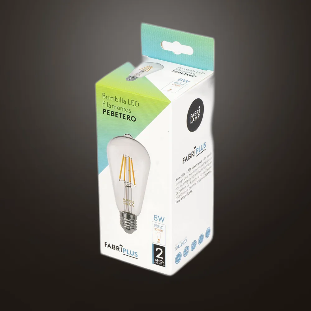 Bombilla Filamento Pebetero 14x6,5d 8w 850lm E27 Clara  2700k