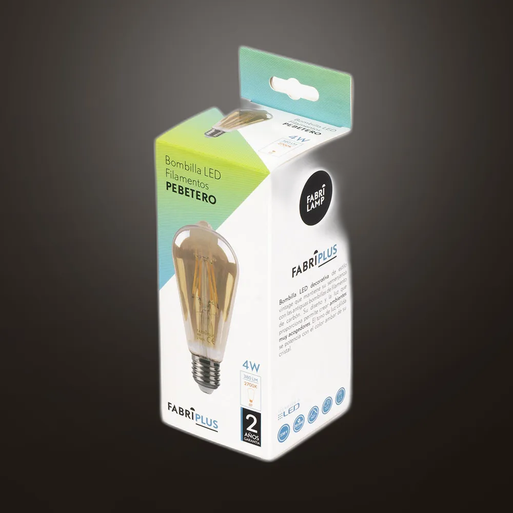 Bombilla Filamento Pebetero 14x6,5d 4w 380lm E27 Ambar 2700k