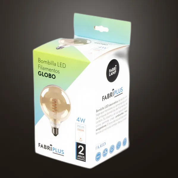Bulb Filamen.spiral Vert.globe 16x12,5d 4w  250 Lm E27 Amber 2200k