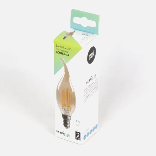 Bombilla Filamento Bohemia 11,5x3,5d 4w E14 Ambar  380lm 2700k