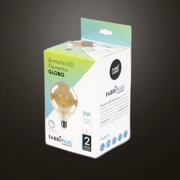 Bulb Filament Globe 16x12,5d 8w Dimmable  700lm E27 Amber 2700k