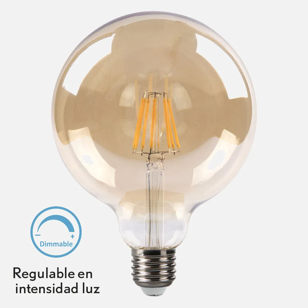 Bombilla Filamento Globo 16x12,5d 8w Regulable  700lm E27 Ambar 2700k