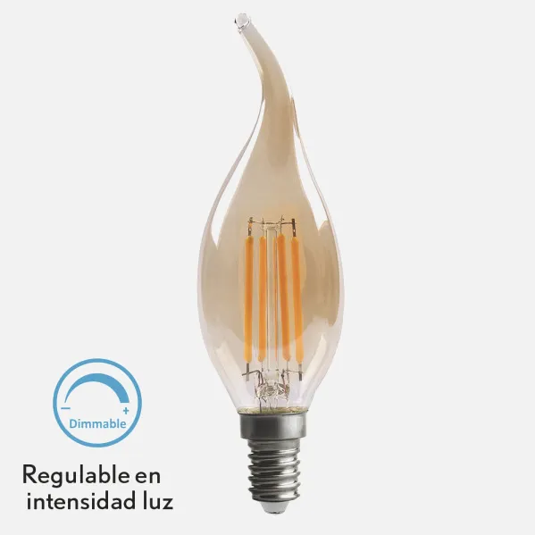 Bombilla Filamento Bohemia 12,3x3,5d 4w Regulable  E14 330lm Ambar 2700k