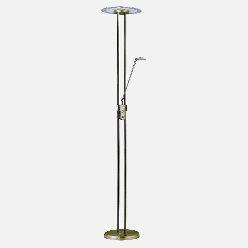 Pie De Salon Eridani 18+5w 4000k C/lector Cuero 1800/500lm 180x32x32 Cm C/Reg.Intensidad