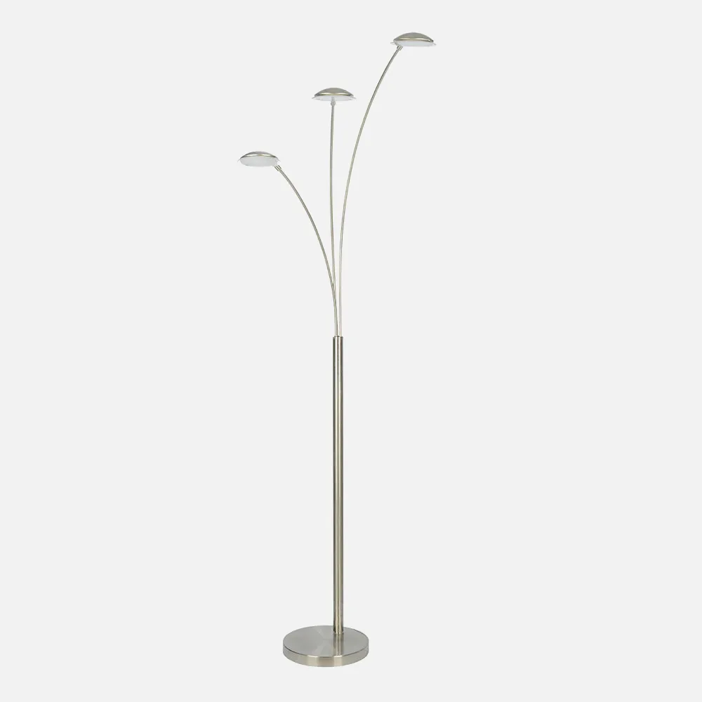 Pie De Salon Lacaille 3x5w 4000k 3 Brazos Orientables Níquel 3x500lm 167x51x25 Cm C/Reg.Intensidad 