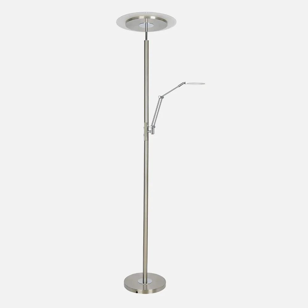 Pie De Salon Cephei 5+30w 4000k C/lector Niquel 3000/500lm 180x40x40 Cm C/Reg.Intensidad