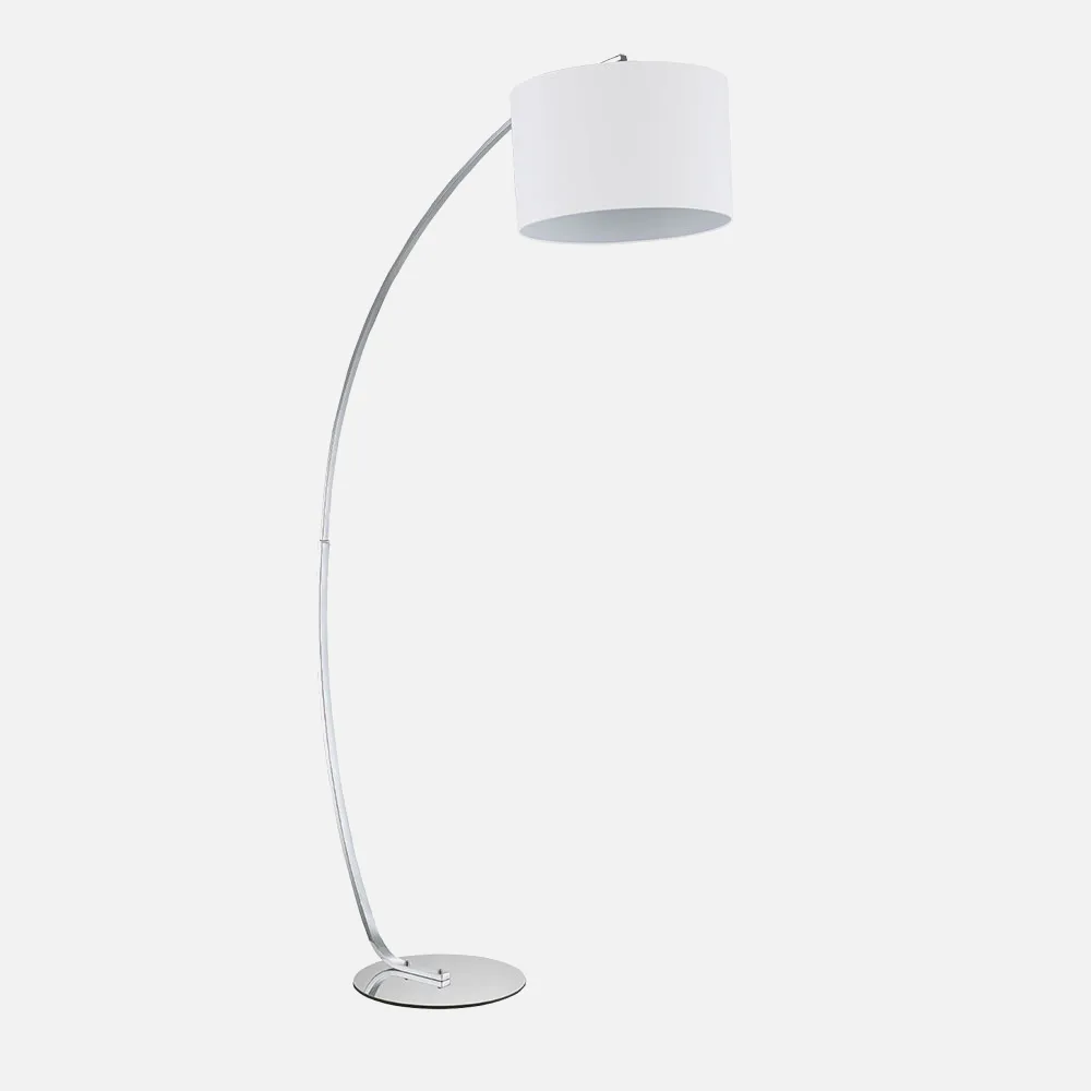 Pie De Salon Gliese 1xe27 Cromo C/pantalla Blanca 180x95x35 Cm