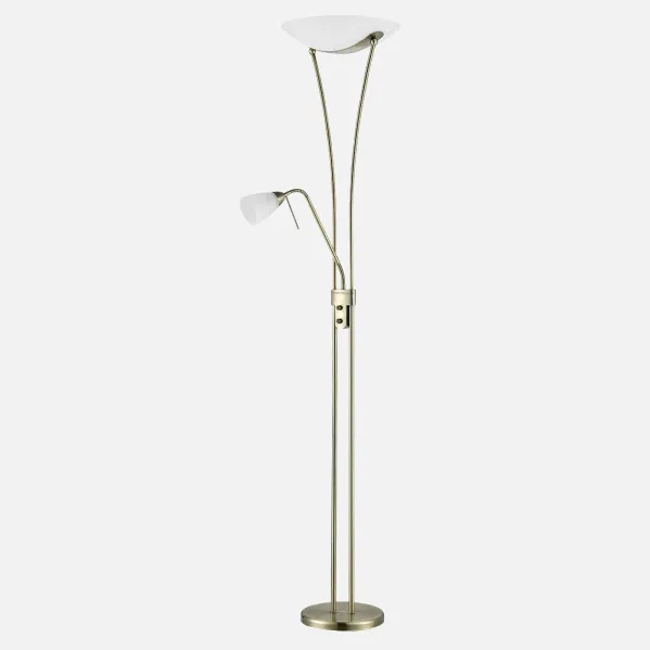 Floor lamp Lalande 2xe27+1xe14 C/reader Leather 180x36x36 Cm