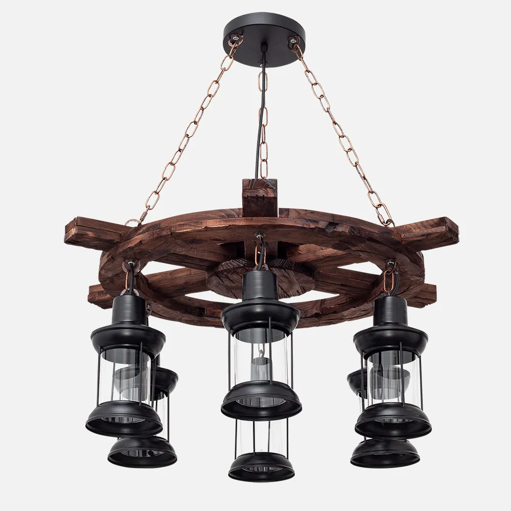 152096009 - Pendant light Rustic Finca 6xe27 Timonel Black Regx75x75 Cm