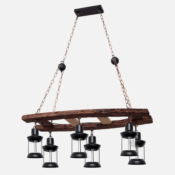 Pendant light Rustic Finca 6xe27 Black Regx78x40 Cm