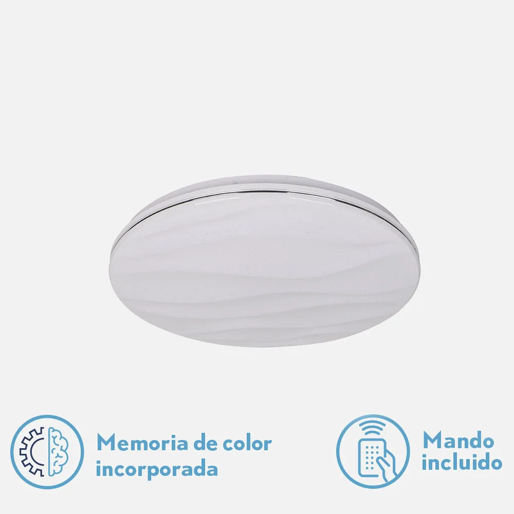 Plafon Red. Wellington 48w 3000-4000-6500k 5x38d 3744lm.reg.intens.y C.remoto C/memoria