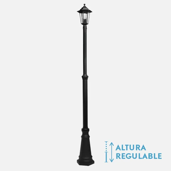 Street lamp Outdoor Aluminium Auriga 1xe27 Black Ip44 220x20x20 Cm  Dimmable In Height