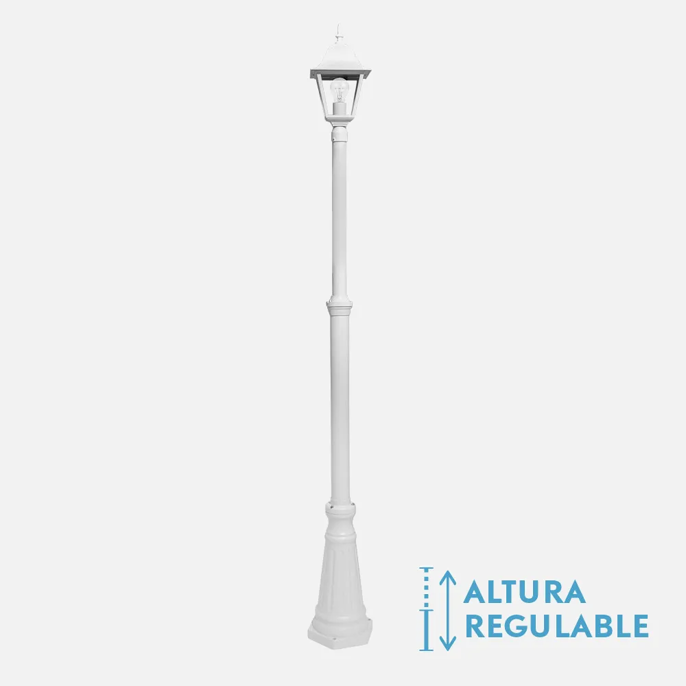 149241001 - Farola Exterior Aluminio Spica 1xe27 Blanco Ip44 220x20x20 Cm Regulable En Altura