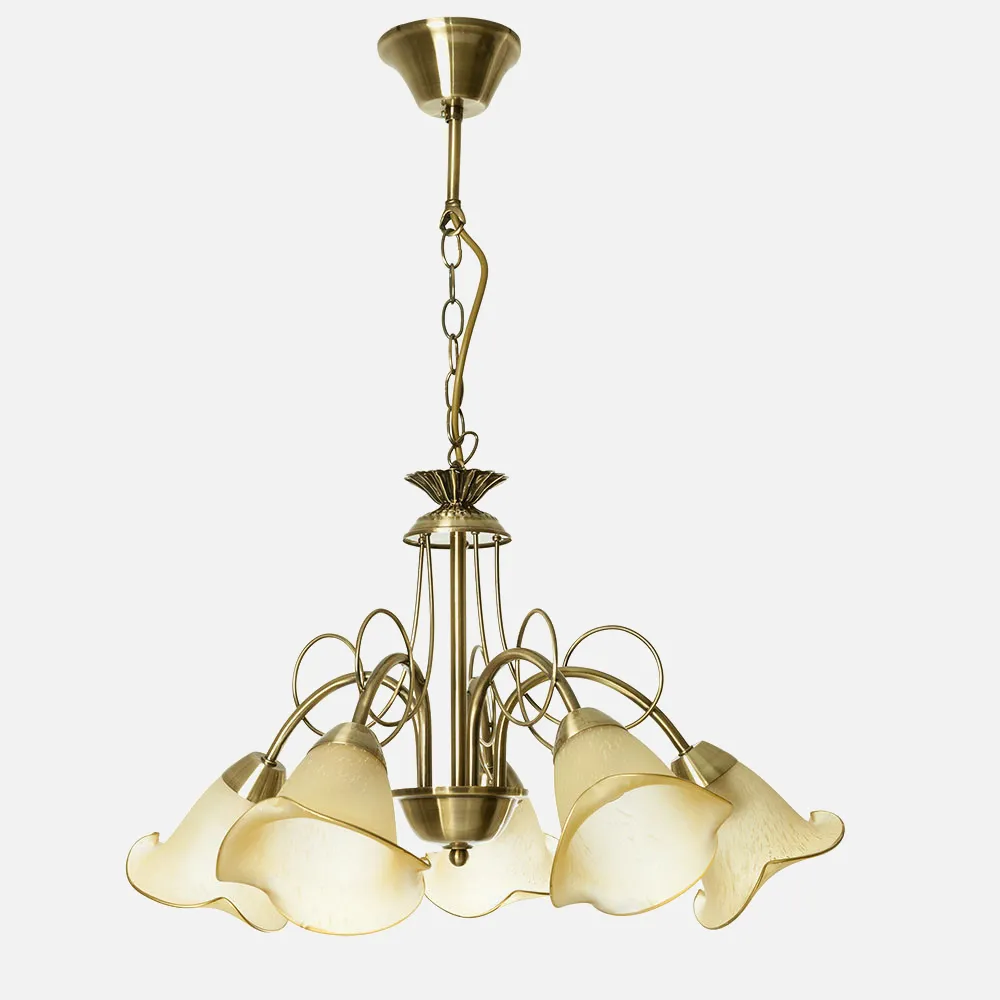 Lampara Adelfa 5xe14 Cuero Regx56x56 Cm