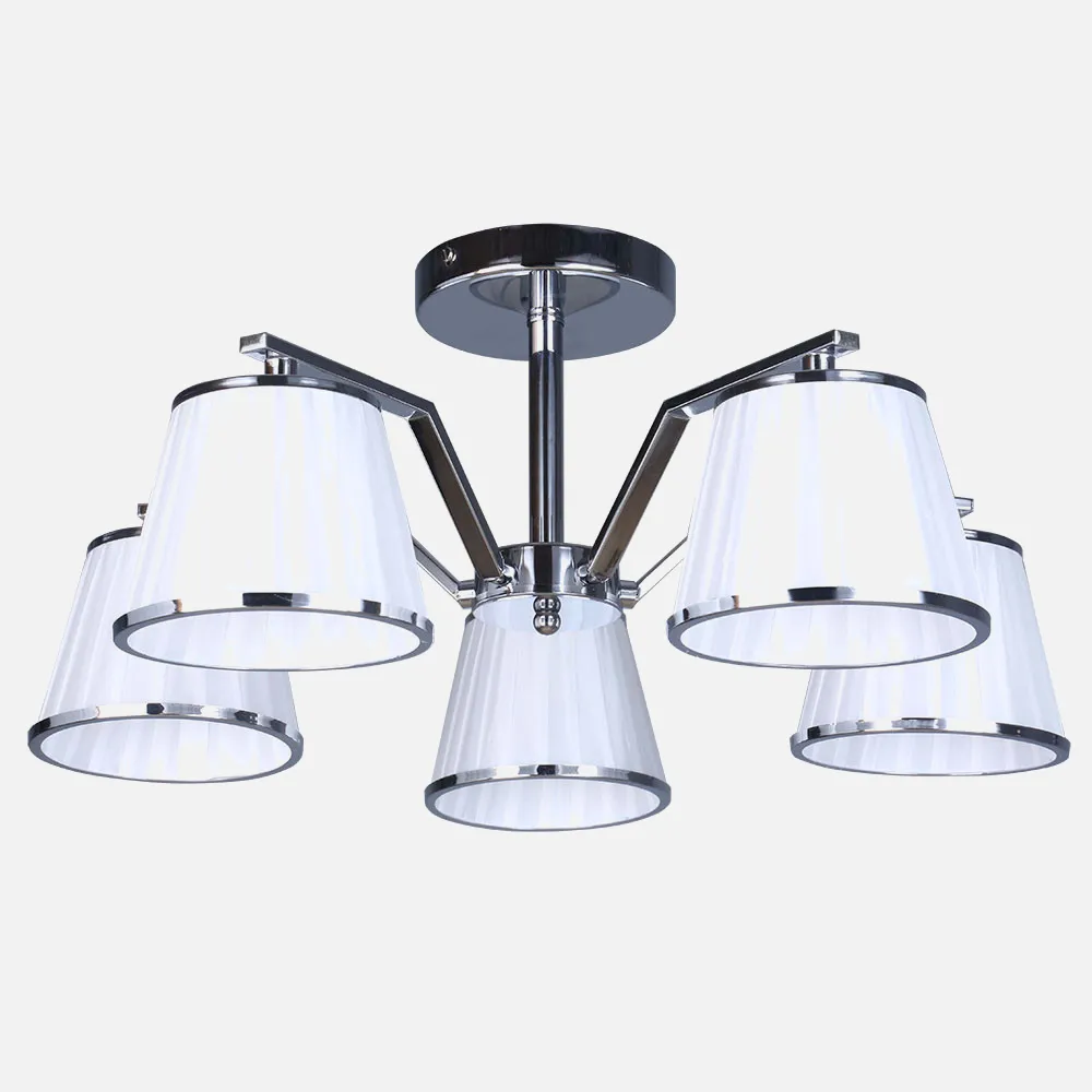 Lampara Trebol 5xe14 Cromo Pantalla Blanca 24x59x59 cm