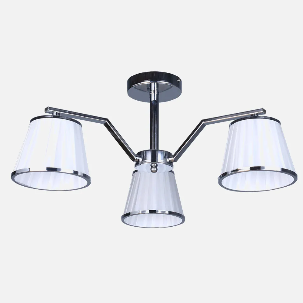 Lampara Trebol 3xe14 Cromo Pantalla Blanca 24x56x56 cm