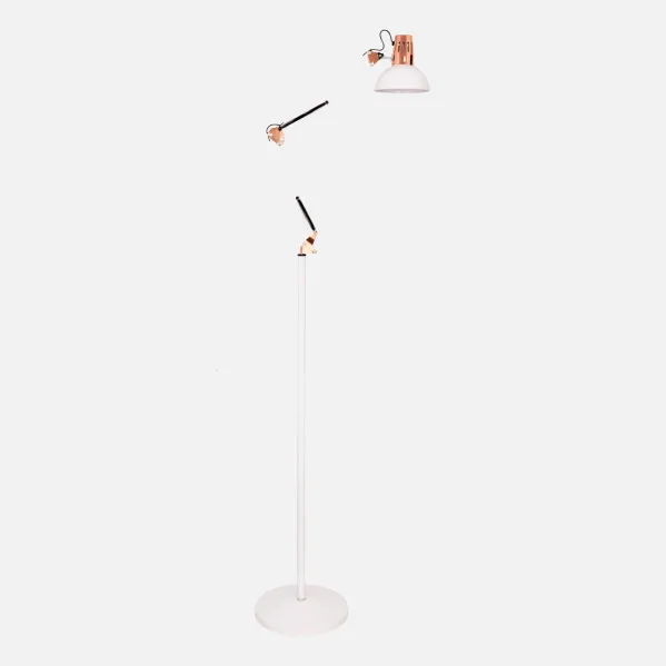 Flexo De Pie Articulable Rutilo 1xe27 Blanco/cobre 180x28x28 Cm