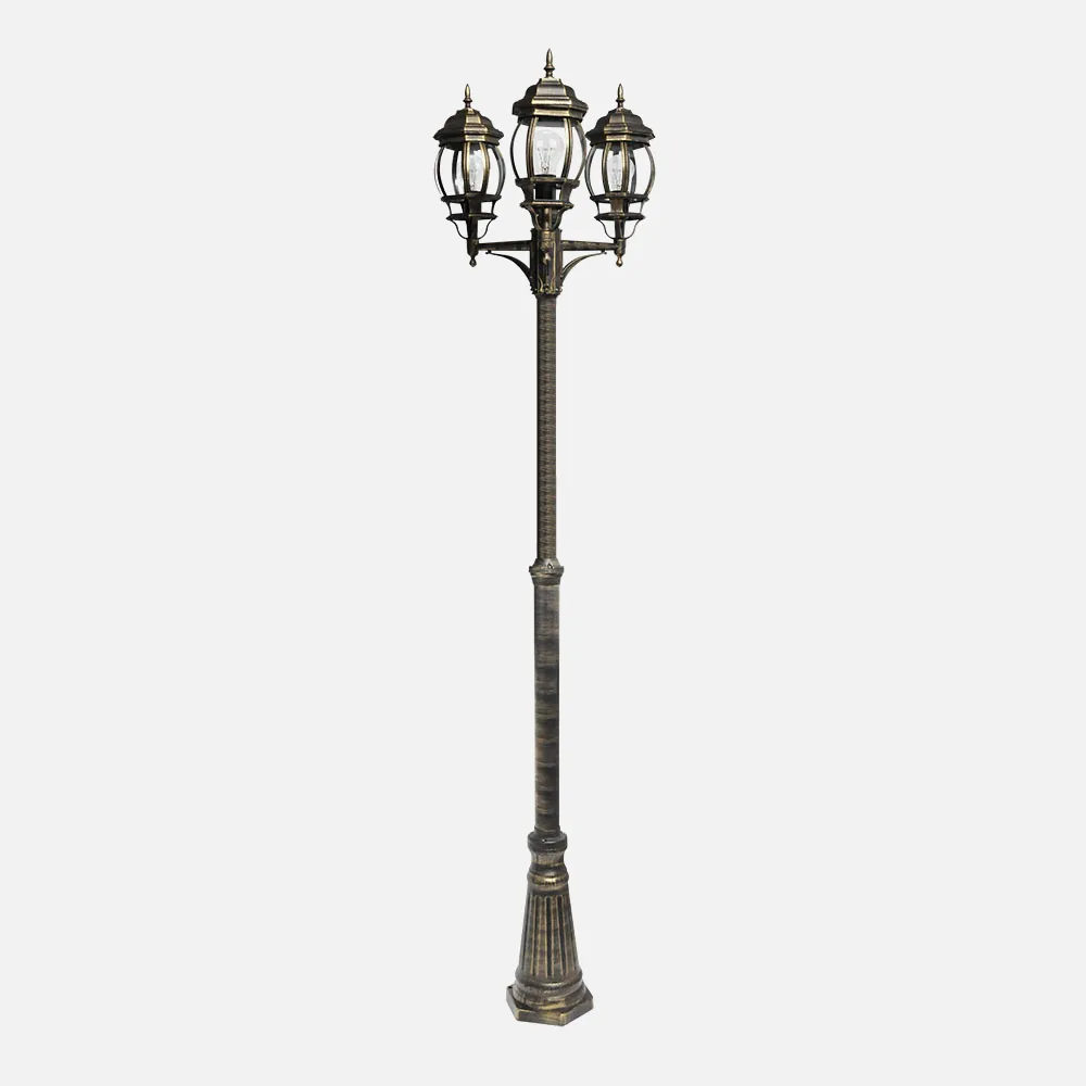 149543016 - Caelum Lâmpada de rua exterior em alumínio 3xe27 Preto/ouro Ip45 228x55x55 Cm