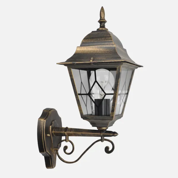 Candeeiro de Parede Exterior Bootes1xe27 Preto/ouro Ip44 44x27x18 Cm