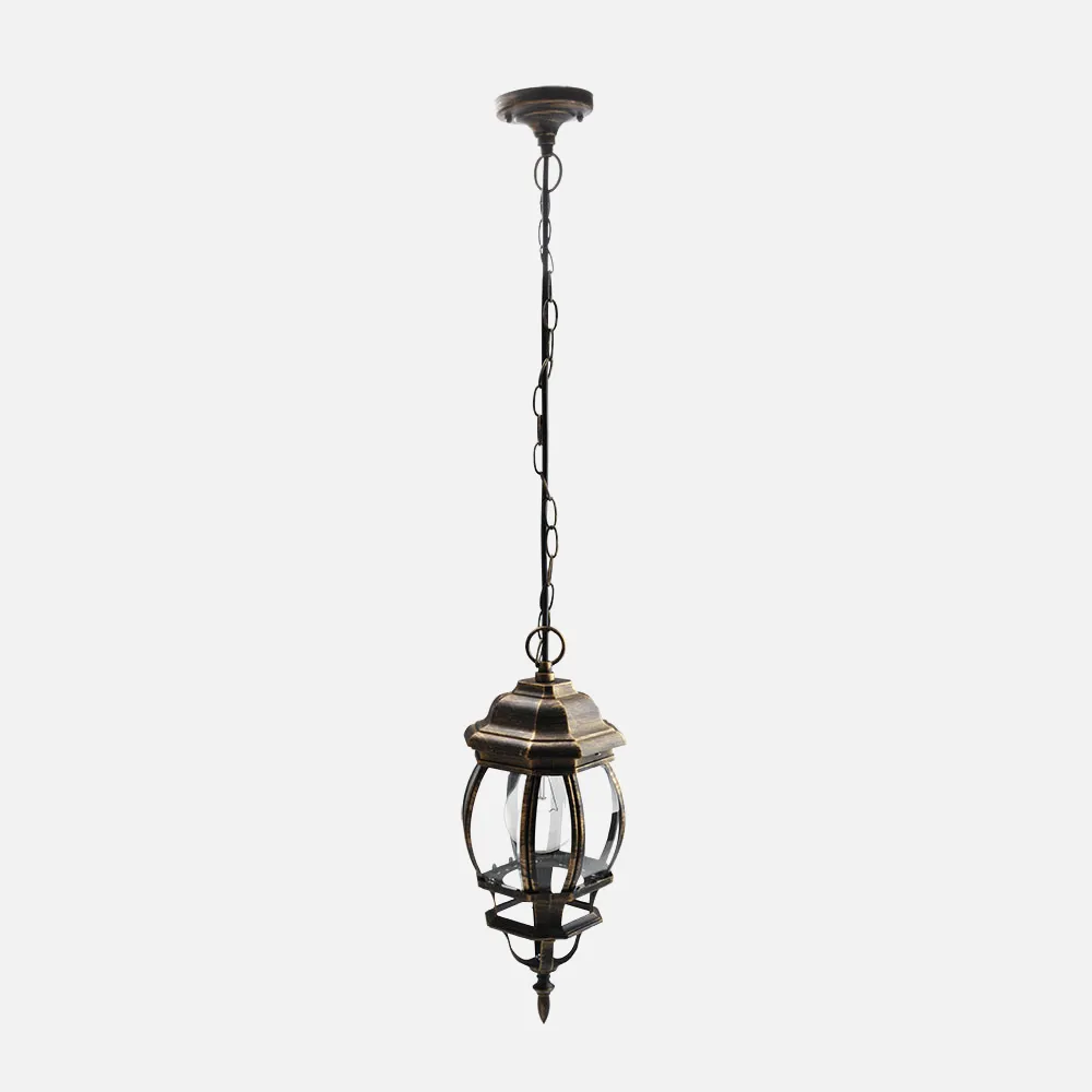 149591016 - Colgante Exterior Aluminio Caelum 1xe27 Neg/oro    Regx16x16 Cm  Ip44