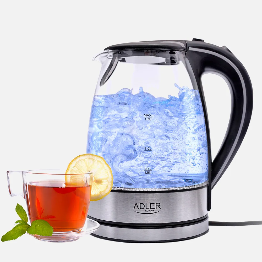 Hervidor De Agua Elect. De Vidrio 0,5-1,7 L 2200w Apagado Automatico.filtro Anti-cal