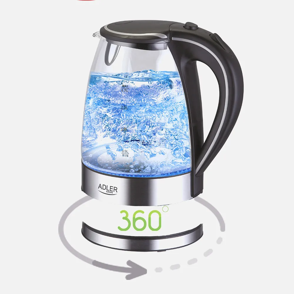 Hervidor De Agua Elect. De Vidrio 0,5-1,7 L 2200w Apagado Automatico.filtro Anti-cal