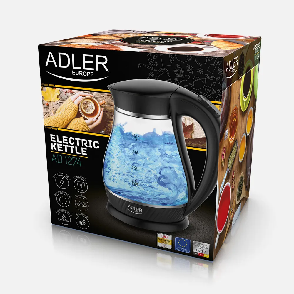 Hervidor De Agua Elect. De Vidrio 0,5-1,7 L 2200w Apagado Automatico.filtro Anti-cal