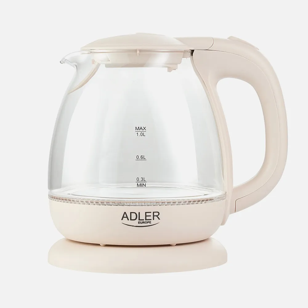 Hervidor De Agua Elect.de Vidrio Jarra 1l 1100w Apagado Automatico.